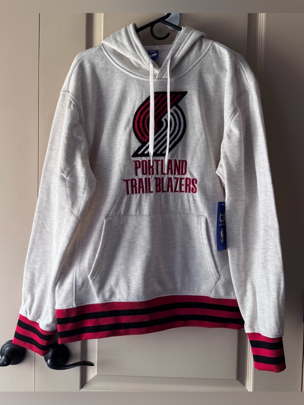 NBA Portland Trail Blazers beige Hoodie with Red and Black Accents